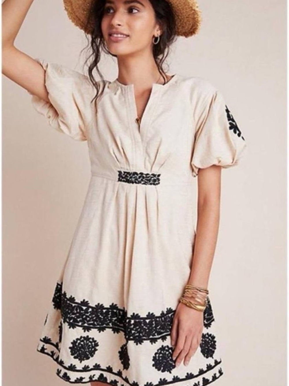 Anthropologie Orla Mini Dress with Black Embroidered Trim- size 2